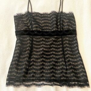 Ann Taylor Black Spaghetti Strap Silk Lined Evening-wear Camisole Top - Size 6